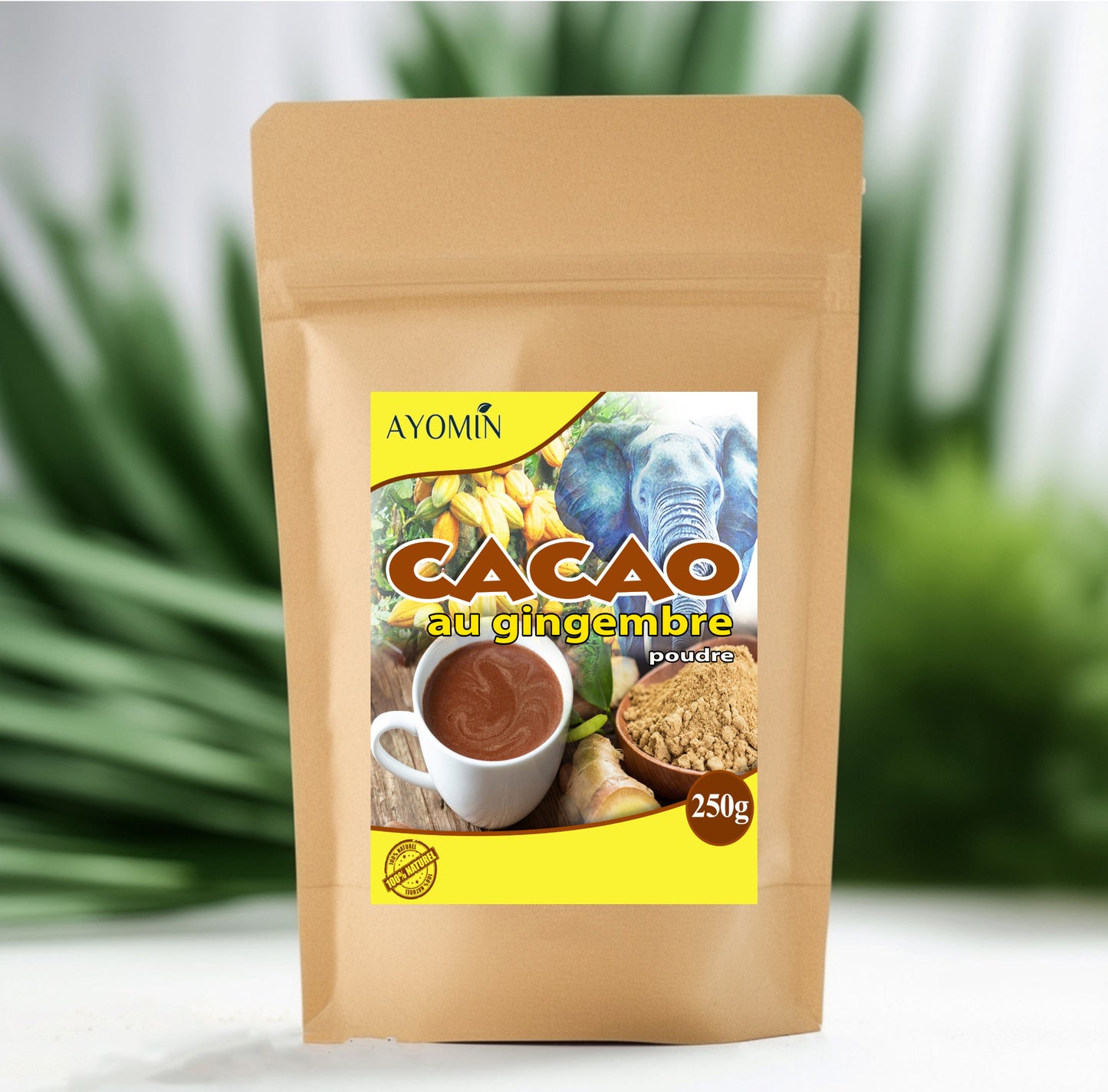 Poudre de Cacao au Gingembre, 250g, 100% Naturel