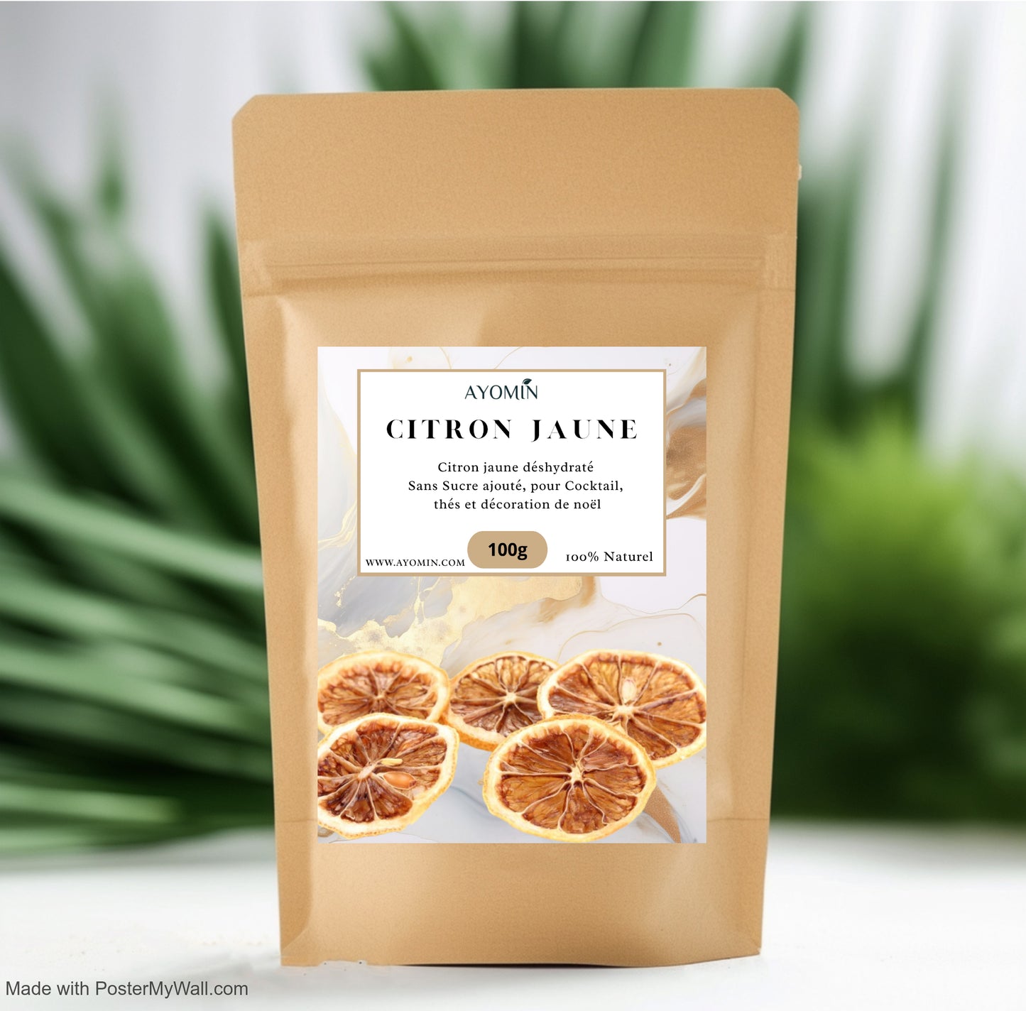 🍋 Tranches de Citron Jaune Séchées AYOMIN – 100g | 100% Naturelles | Sans Sucre ni Additifs | Idéal pour Infusions, Cocktails, Pâtisseries & Décorations