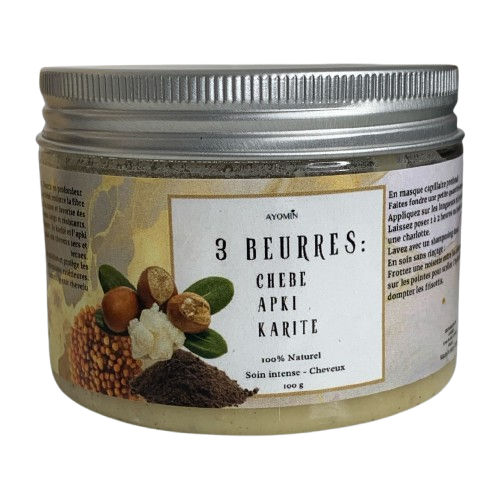 Trio de Beurres AYOMIN – Chébé, Karité & Apki | Soin Intensif Cheveux - 100g - Hydratation, Fortification & Réparation