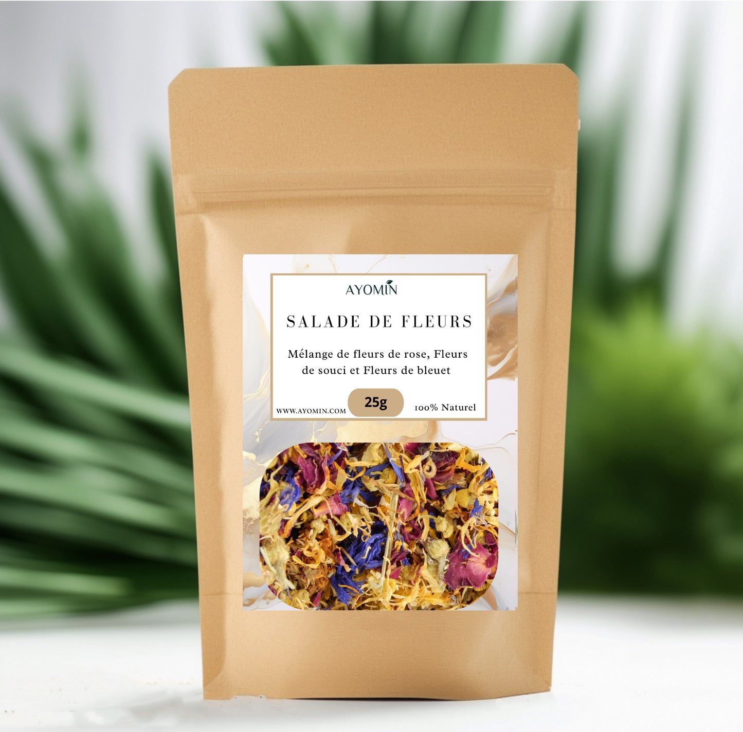 🌸 Mélange de Fleurs Comestibles Séchées AYOMIN – 25g | 100% Naturel | Pour Infusions, Pâtisseries, Cocktails & Décorations Gourmandes