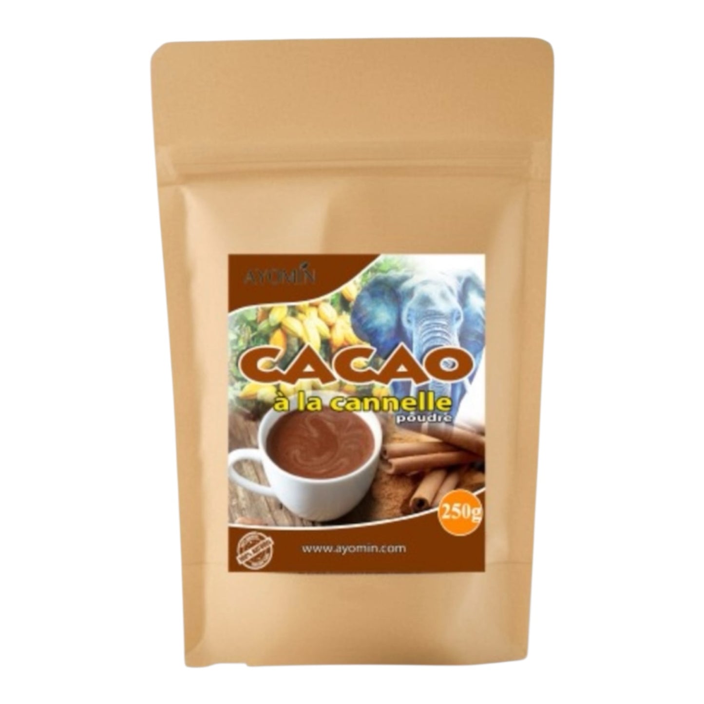 Poudre de Cacao à la Cannelle, 100% Naturel, 250g
