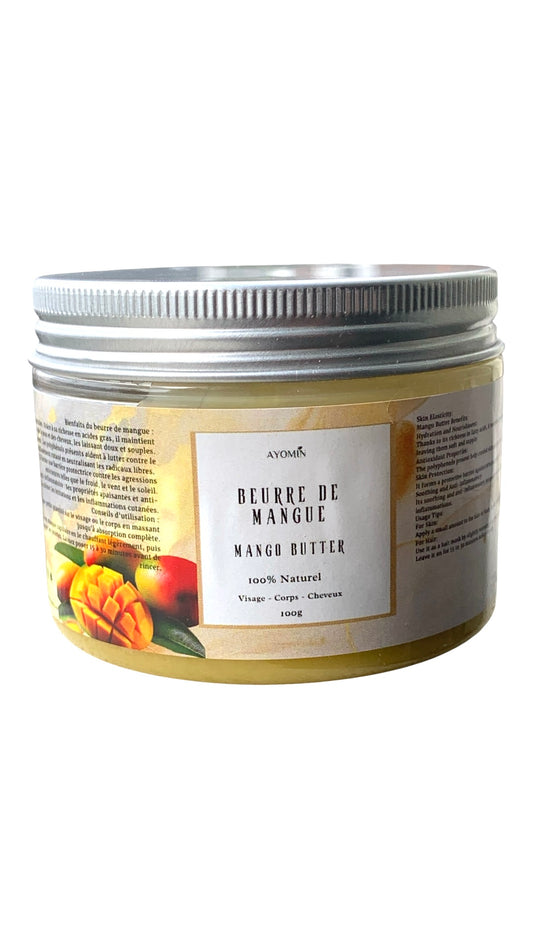 Beurre de Mangue Pur AYOMIN 100g – Soin Nourrissant Visage, Corps & Cheveux-Hydratation Intense & Soin Réparateur