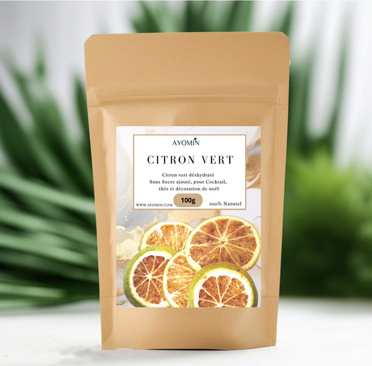Tranches de Citron vert Séchées AYOMIN – 100g | 100% Naturelles & Sans Additifs | Idéal pour Infusions, Cocktails, Décorations & Recettes
