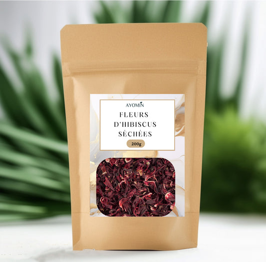 AYOMIN Fleurs d'Hibiscus Séchées, Bissap Naturel, 200g, Sans Caféine