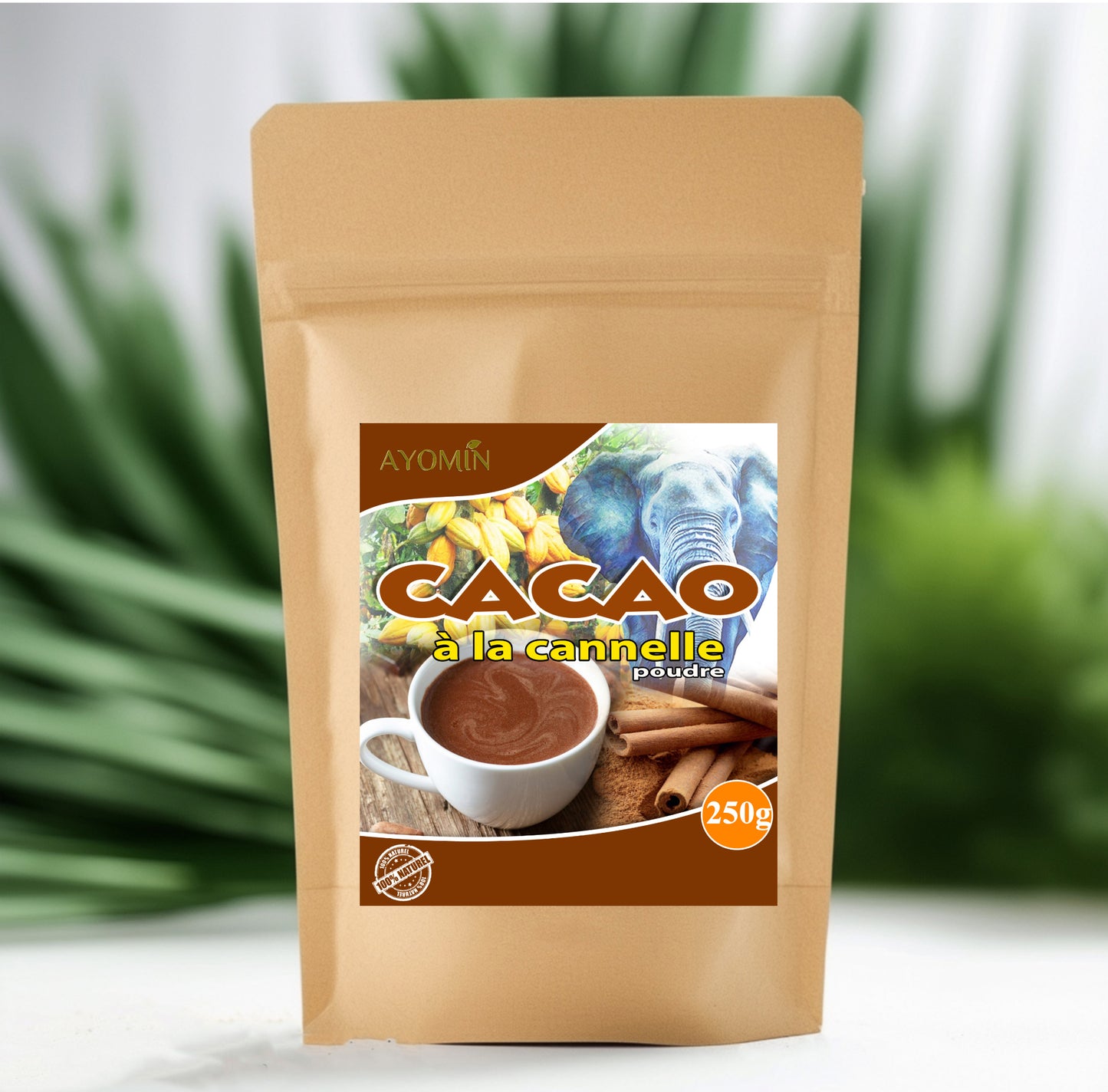 Poudre de Cacao à la Cannelle, 100% Naturel, 250g
