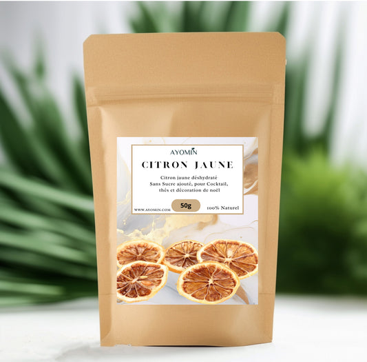 🍋 Tranches de Citron Jaune Séchées AYOMIN – 100g | 100% Naturelles | Sans Sucre ni Additifs | Idéal pour Infusions, Cocktails, Pâtisseries & Décorations