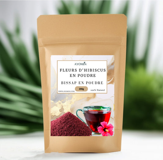 AYOMIN Poudre de Fleurs d'Hibiscus Séchées - Bissap Naturel, 200g
