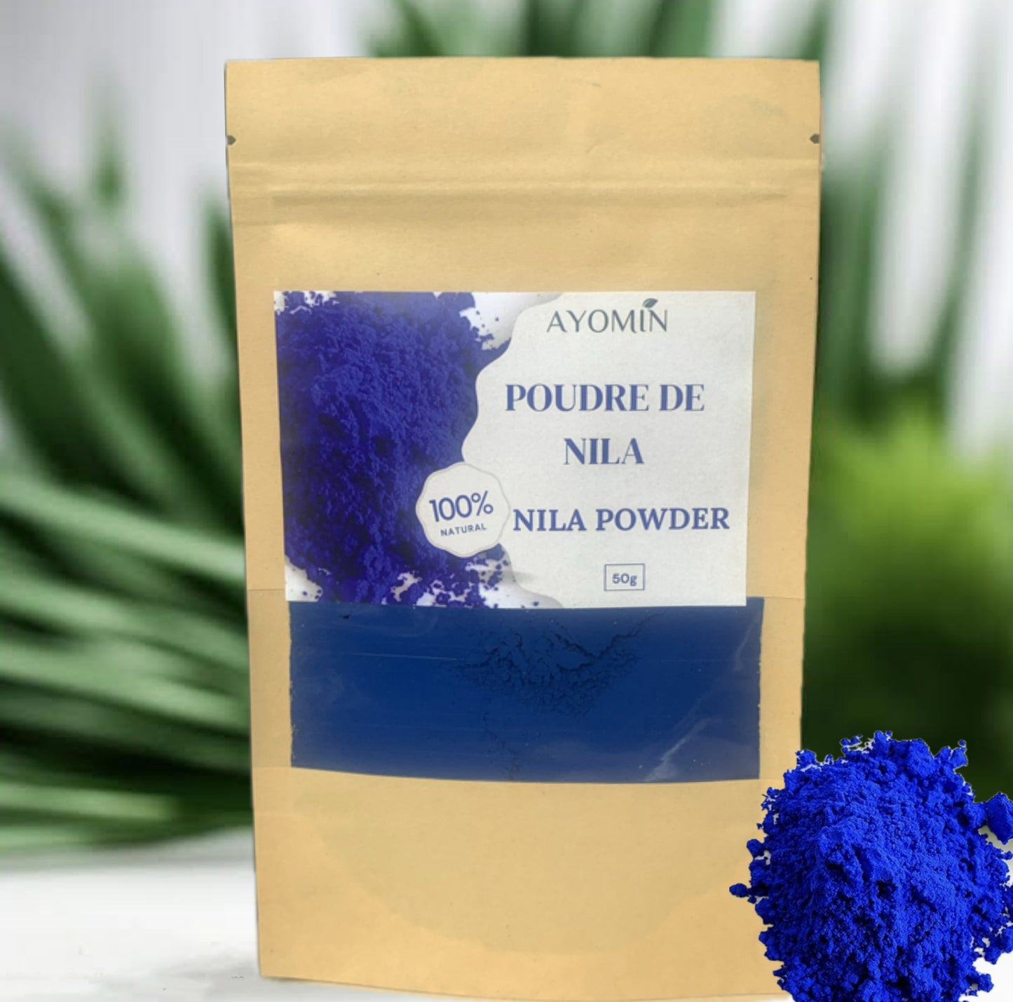 AYOMIN Poudre de Nila Bleu Original- Maroc - Soins Capilaires - Soins du visage - Eclaircissant - 50g