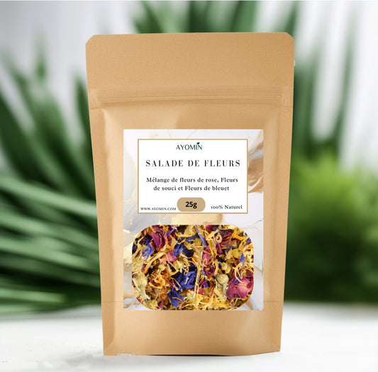 🌸 Mélange de Fleurs Comestibles Séchées AYOMIN – 25g | 100% Naturel | Pour Infusions, Pâtisseries, Cocktails & Décorations Gourmandes
